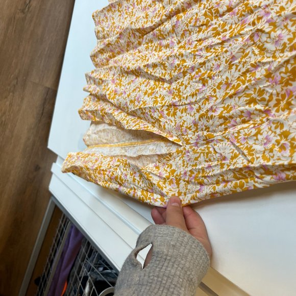 NWOT Daze Dayz Shirring Sleeves Midi Dress Yellow Floral Boho Size Medium - Picture 8 of 12